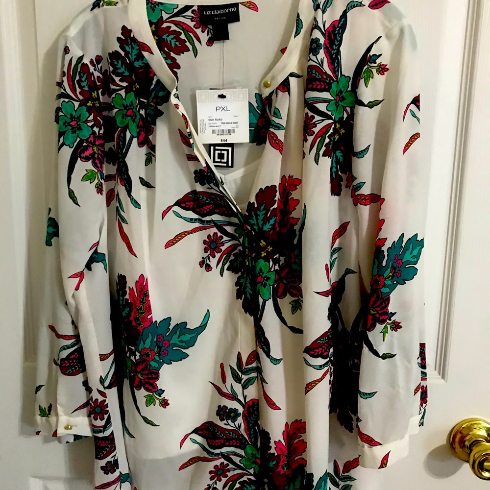 Liz Claiborne Floral Blouse W/ Camisole